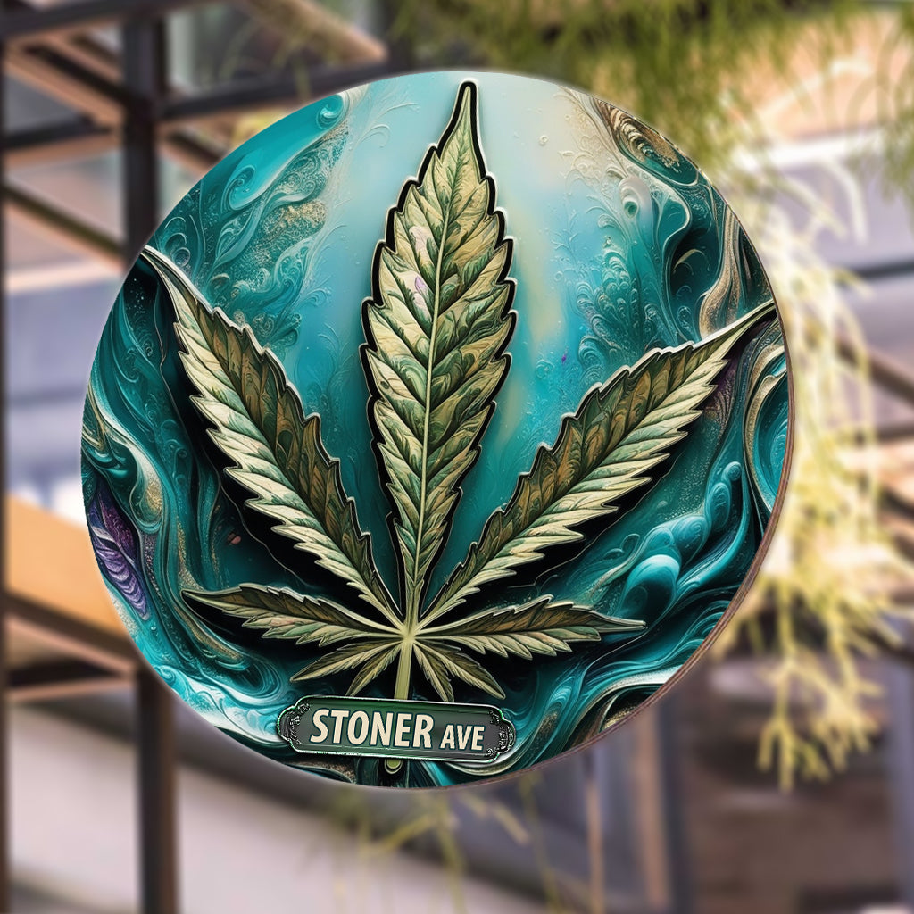 Stoner Avenue - Personalized Weed Round Metal Sign