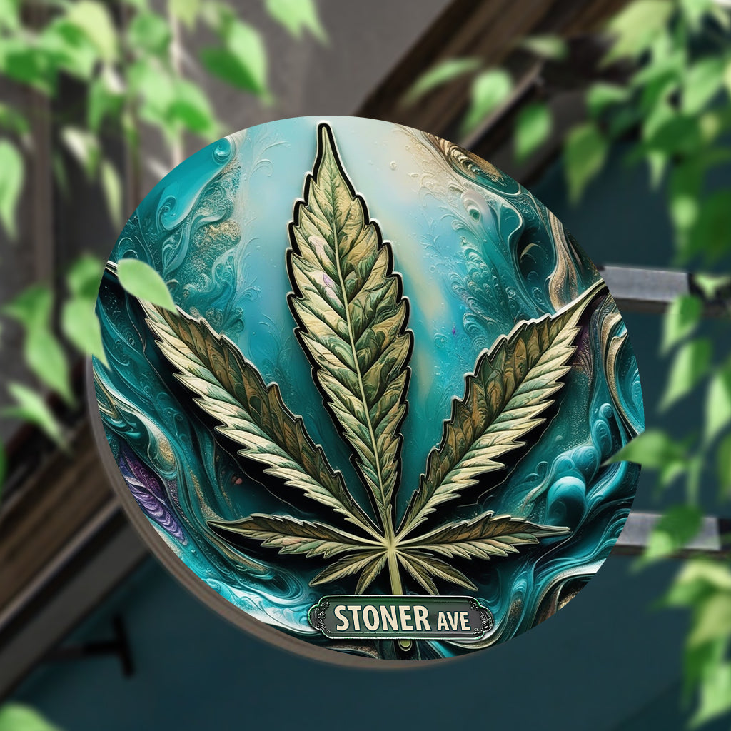 Stoner Avenue - Personalized Weed Round Metal Sign