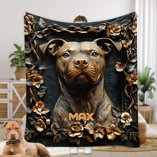 Strong Pitbull - Personalized Dog Blanket