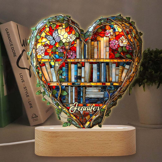 Just Love Books - Personalized Book Shaped Plaque Light Base