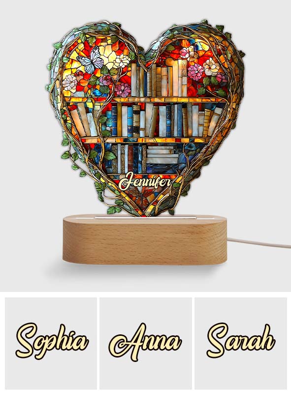 Just Love Books - Personalized Book Shaped Plaque Light Base