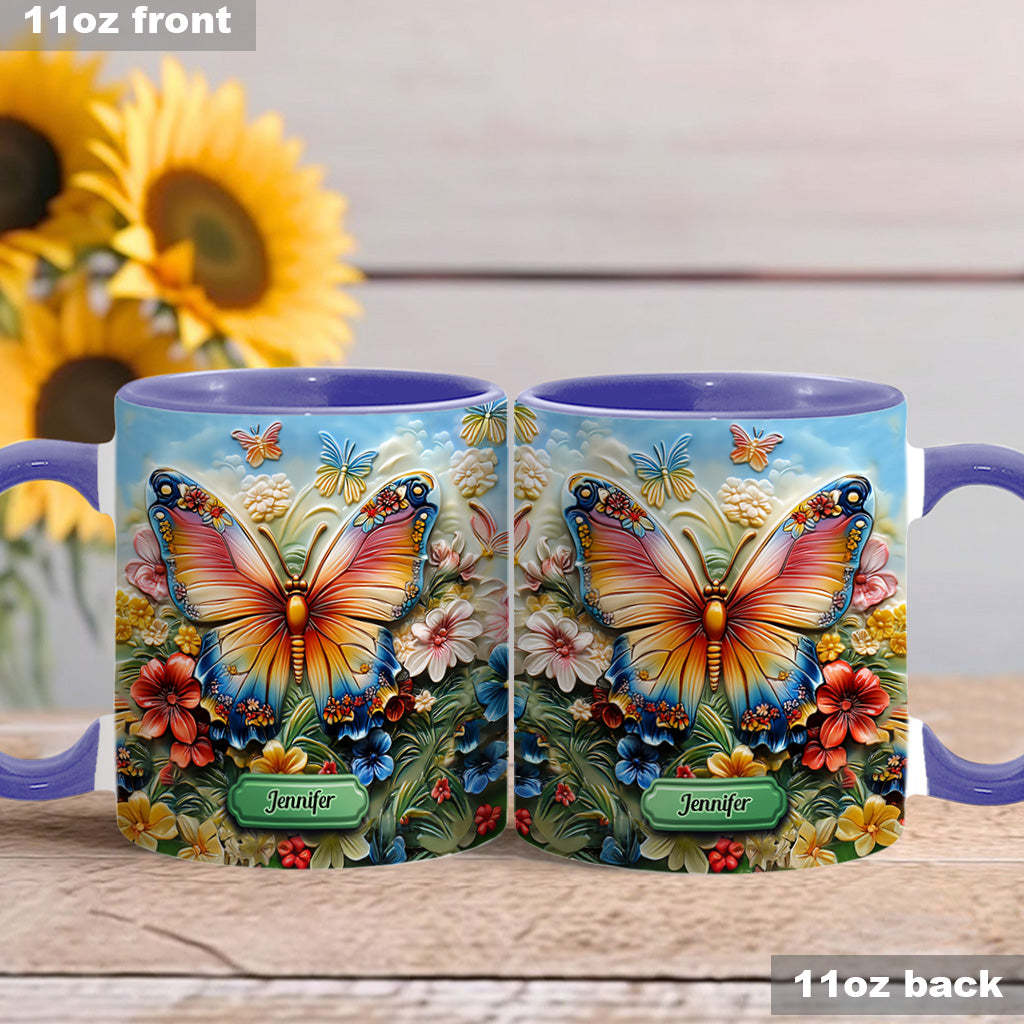 Beautiful Butterfly Bee Dragonfly Hummingbird - Personalized Butterfly Accent Mug