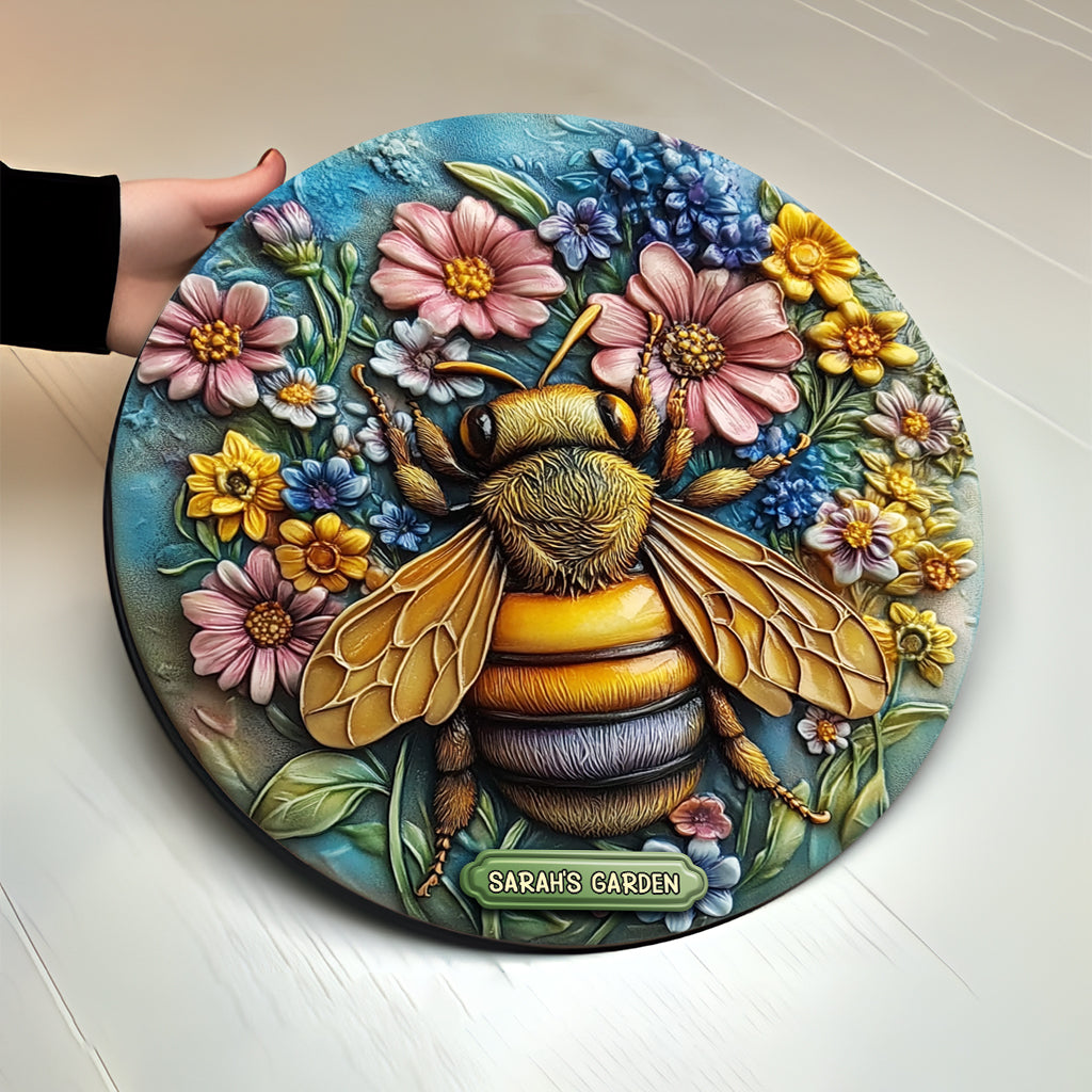Beautiful Garden - Personalized Gardening Round Wood Sign