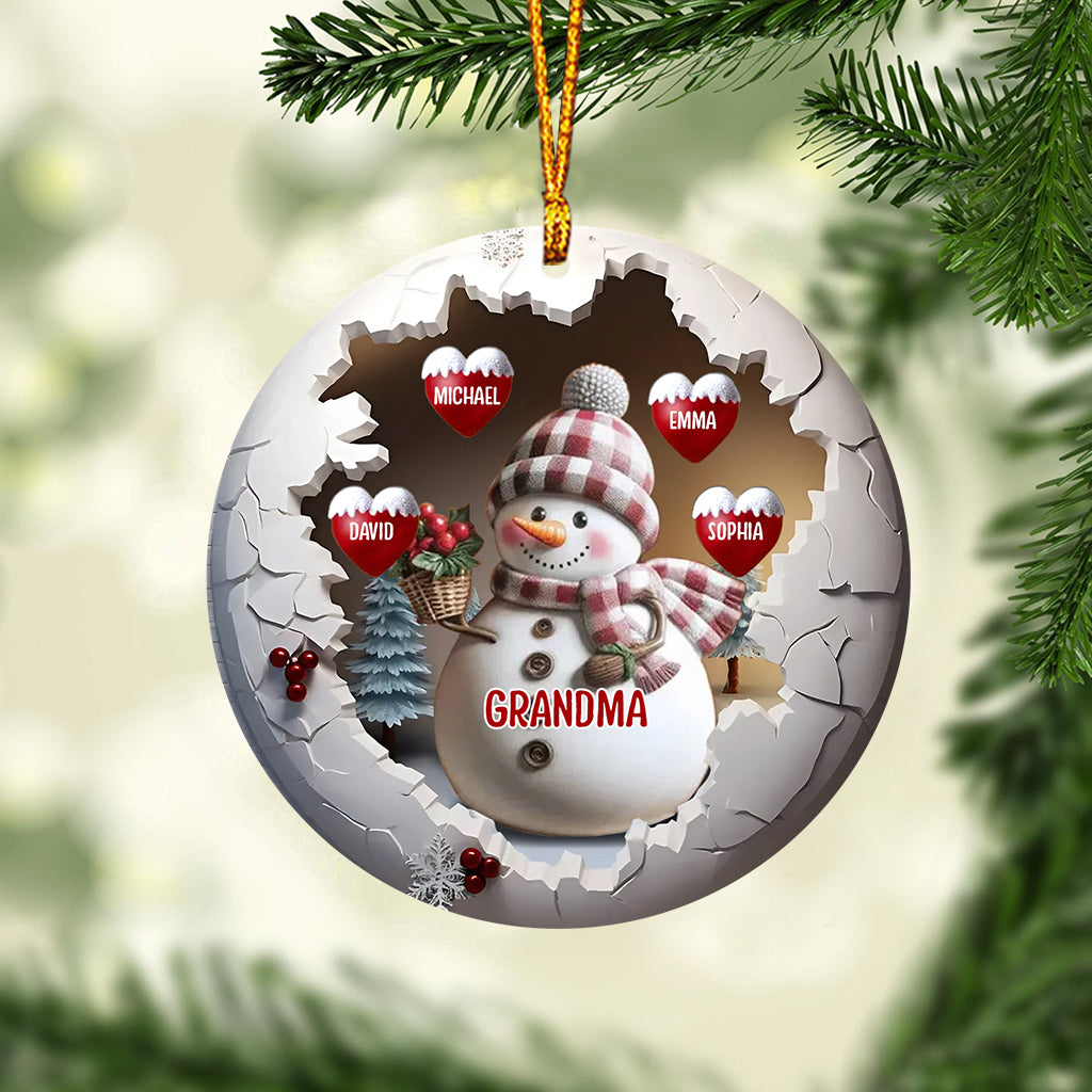 Niedliche Schneeoma – Personalisierter Oma-Weihnachtsbaumschmuck