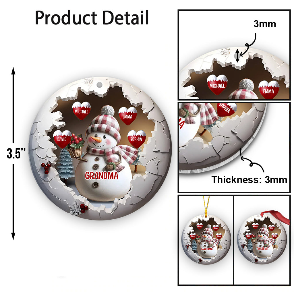 Niedliche Schneeoma – Personalisierter Oma-Weihnachtsbaumschmuck