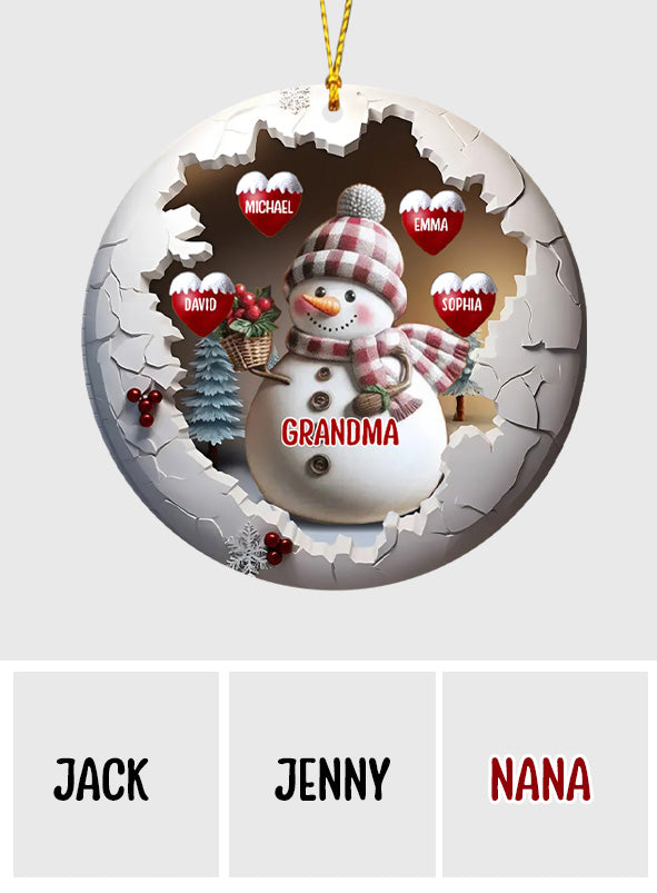 Niedliche Schneeoma – Personalisierter Oma-Weihnachtsbaumschmuck