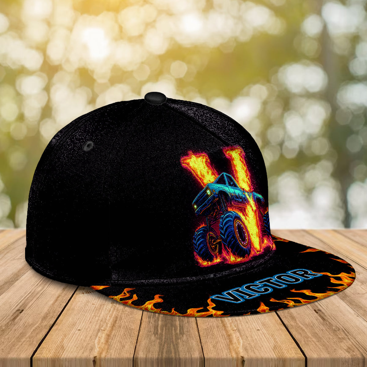 Boy's Cool Monster Truck Print Hat - Personalized Kid Snapback