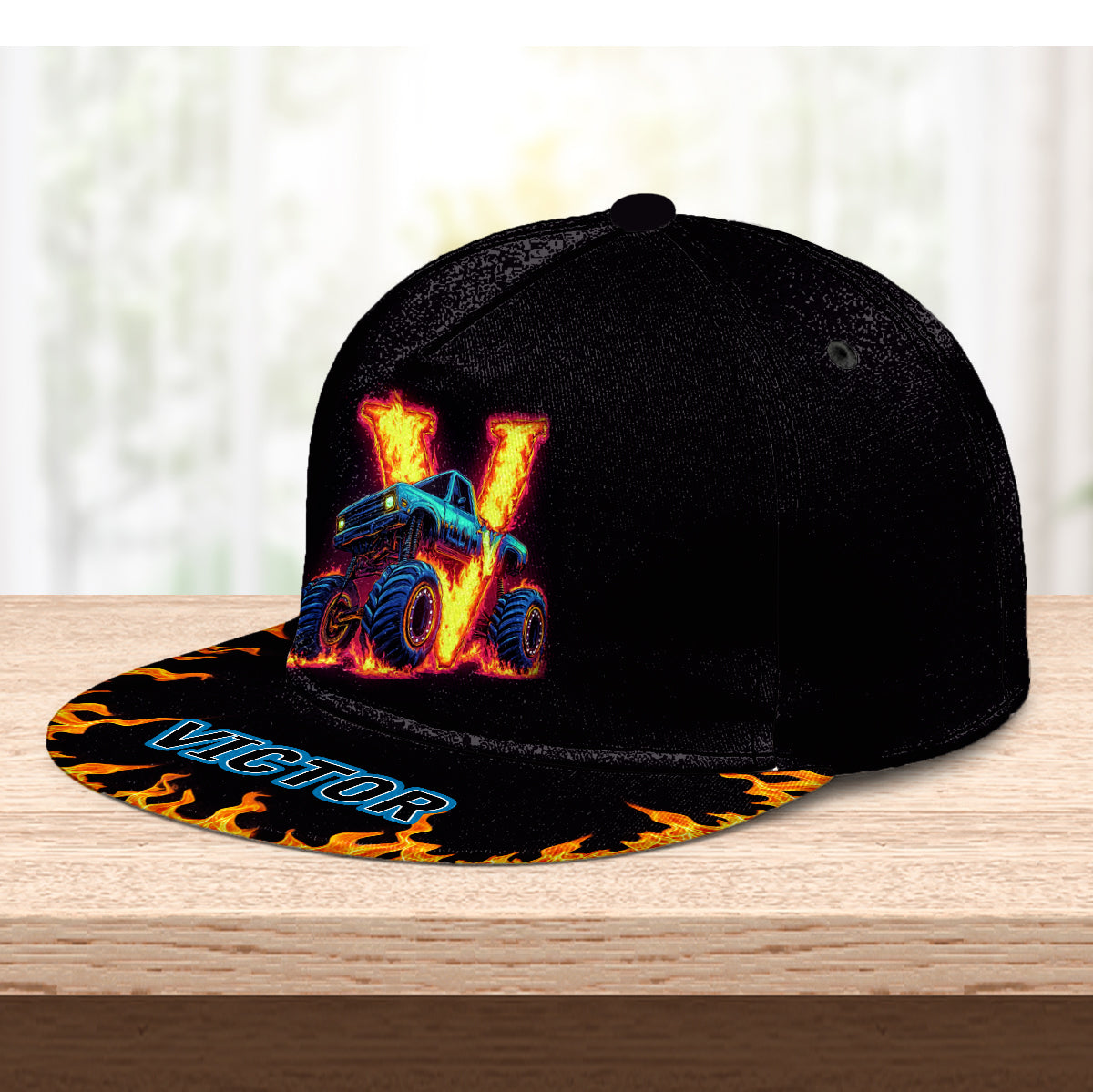 Boy's Cool Monster Truck Print Hat - Personalized Kid Snapback