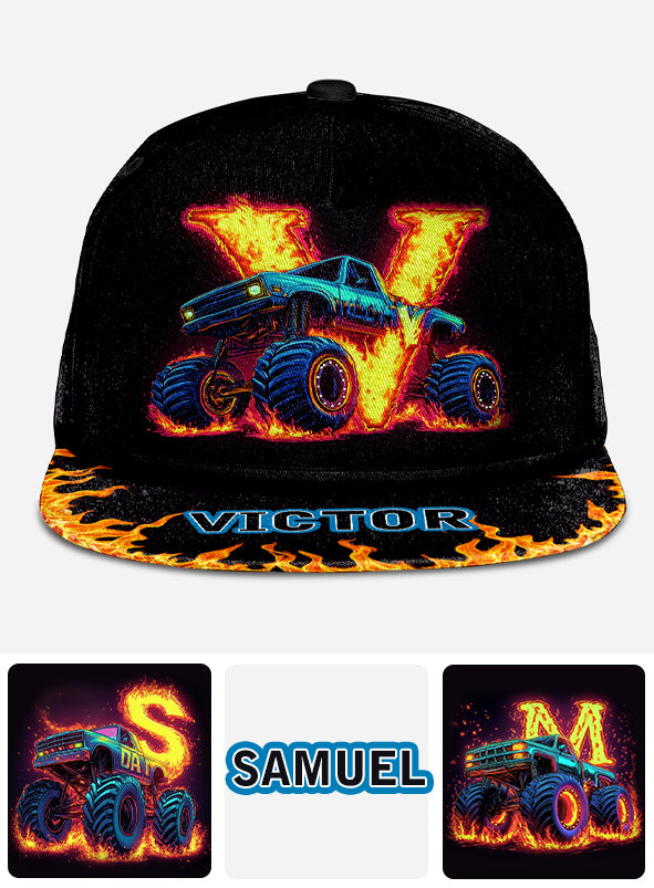 Boy's Cool Monster Truck Print Hat - Personalized Kid Snapback