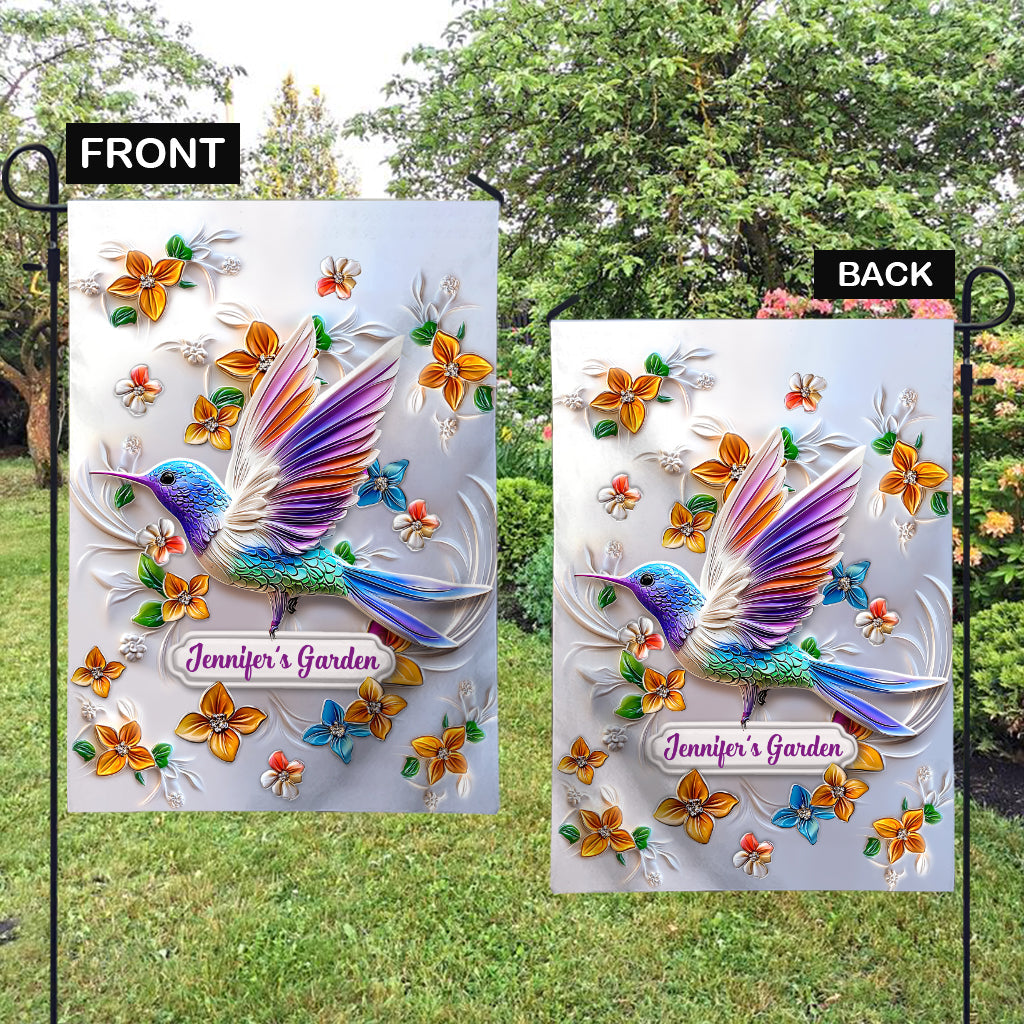 Atemberaubende Schmetterlings-, Libellen-, Bienen- und Kolibri-Motiv – personalisierte Gartenflagge