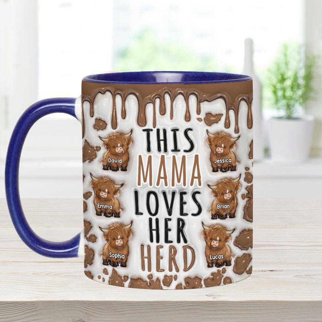 This Mama Loves Her Herd - Personalized Highland Cow Accent Mug