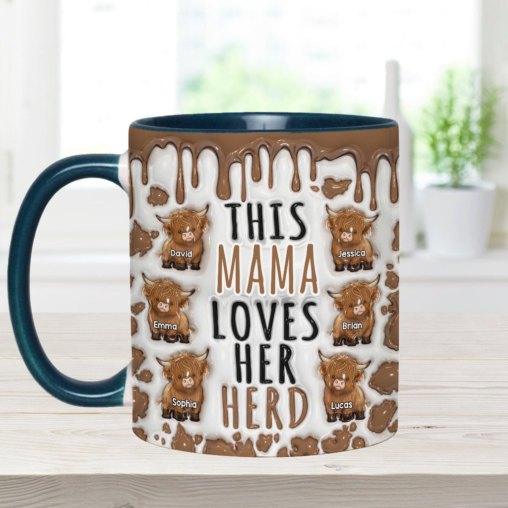 This Mama Loves Her Herd - Personalized Highland Cow Accent Mug