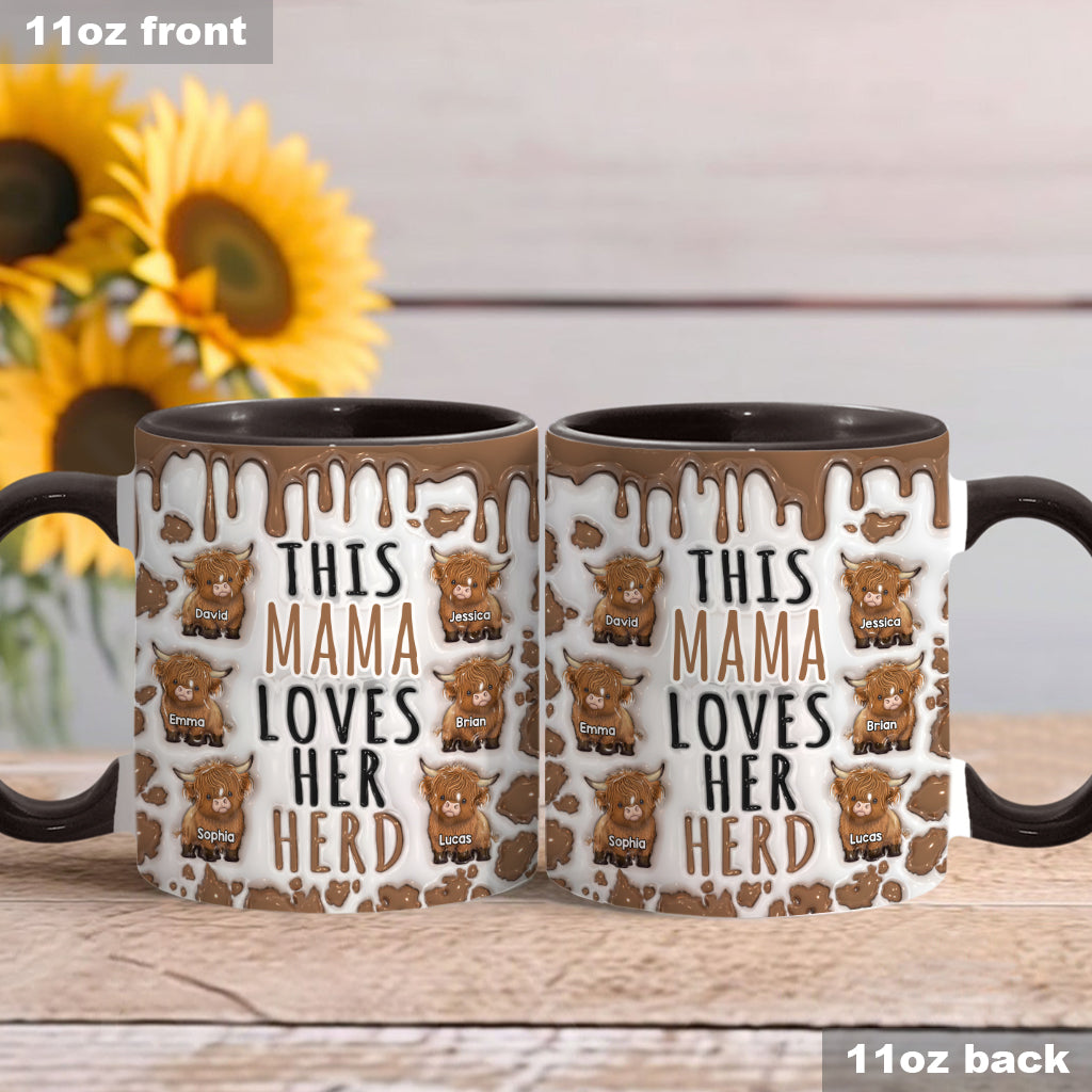 This Mama Loves Her Herd - Personalized Highland Cow Accent Mug
