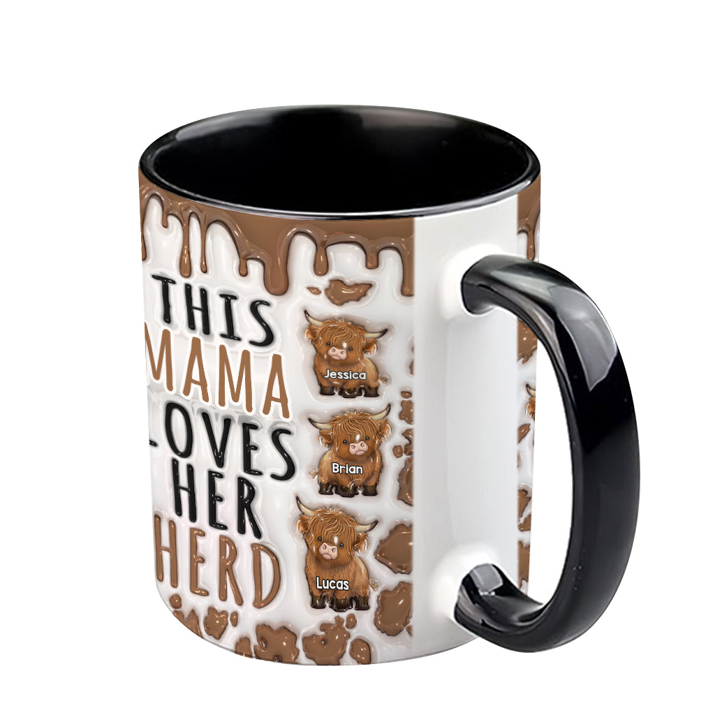 This Mama Loves Her Herd - Personalized Highland Cow Accent Mug