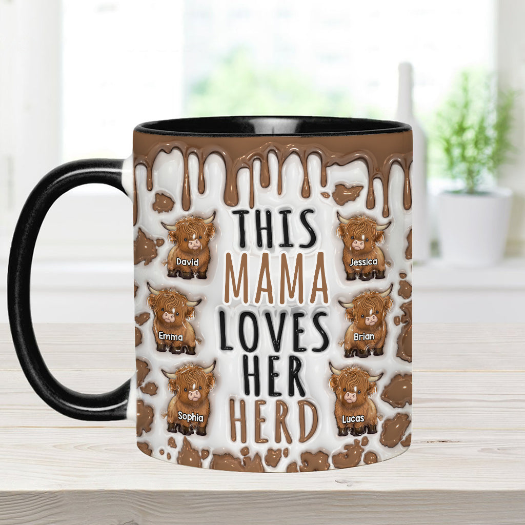 This Mama Loves Her Herd - Personalized Highland Cow Accent Mug
