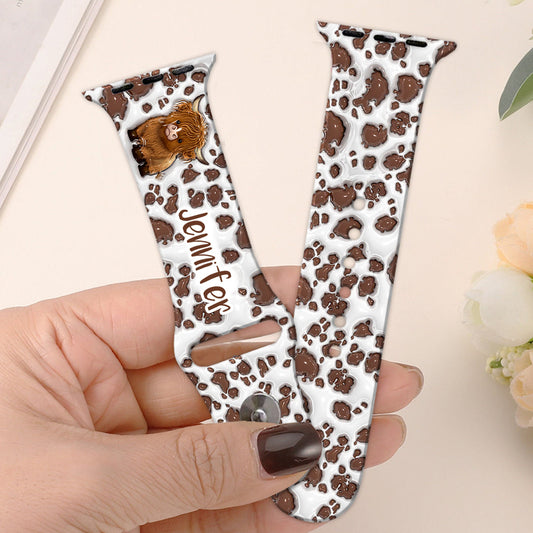 Bracelet Apple Watch personnalisé « Juste une fille qui aime les vaches des Highlands »