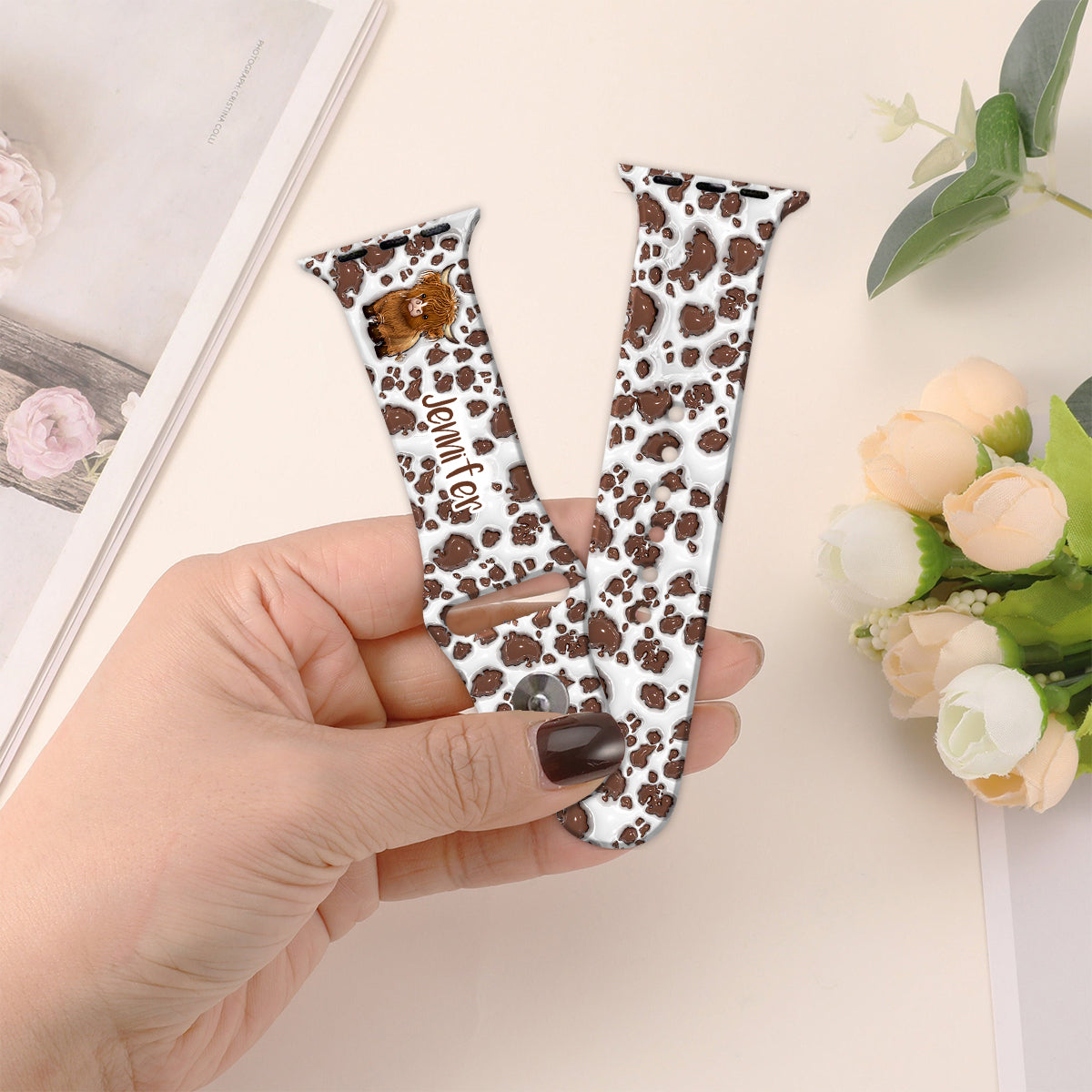 Just A Girl Who Loves Highland Cow - Personalized Apple Watch Band