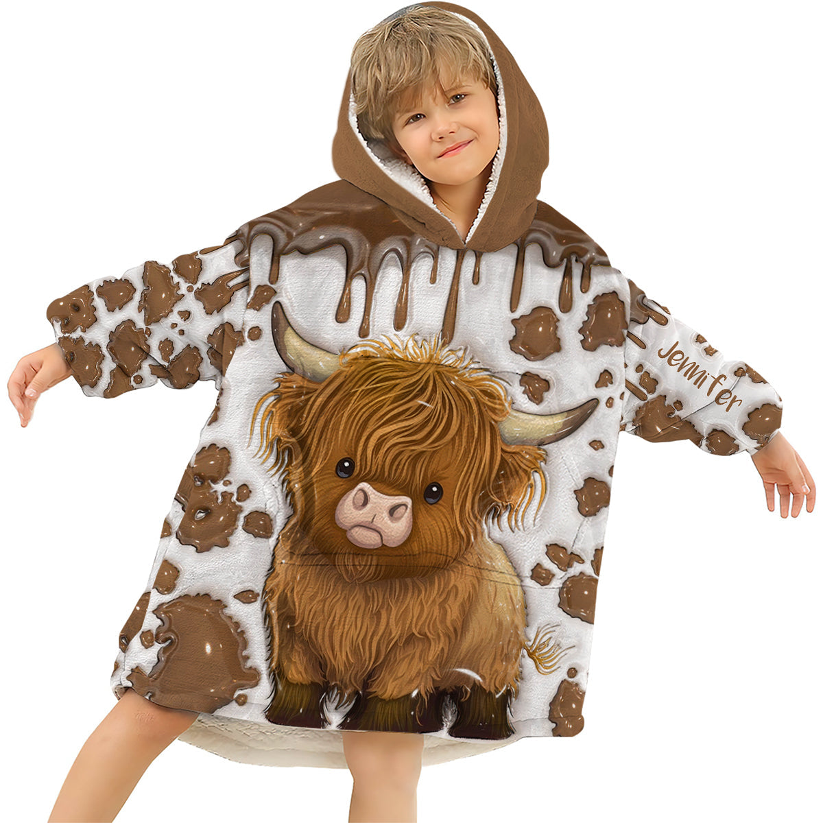 Einfach ein Mädchen, das Hochlandrinder liebt – Personalisierter Decken-Hoodie