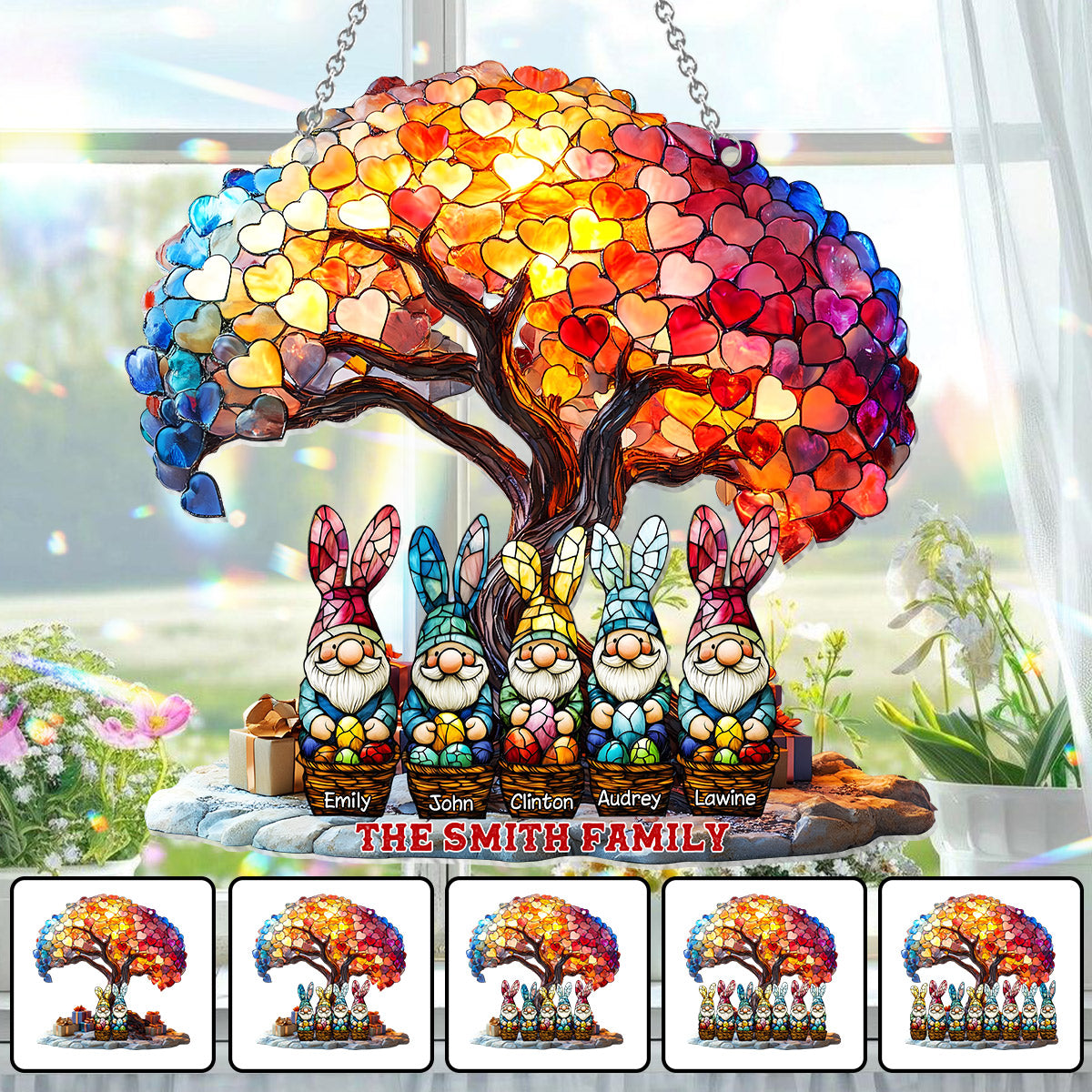 Frohe Ostern – Personalisierter Familien-Fensterhänger-Sonnenfänger 