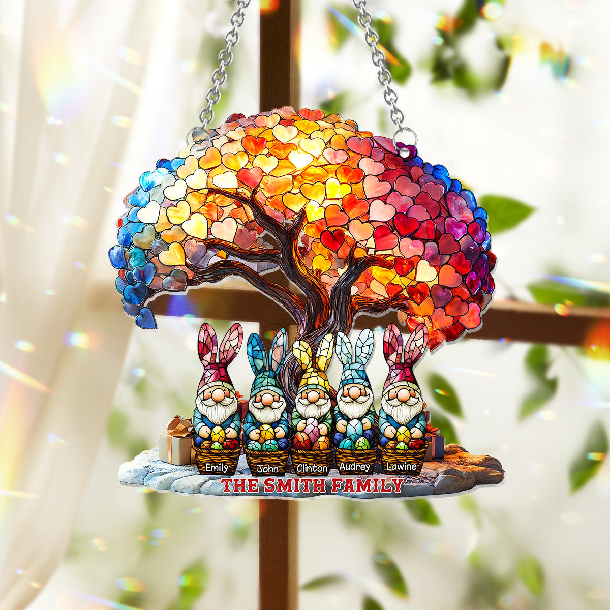 Frohe Ostern – Personalisierter Familien-Fensterhänger-Sonnenfänger 