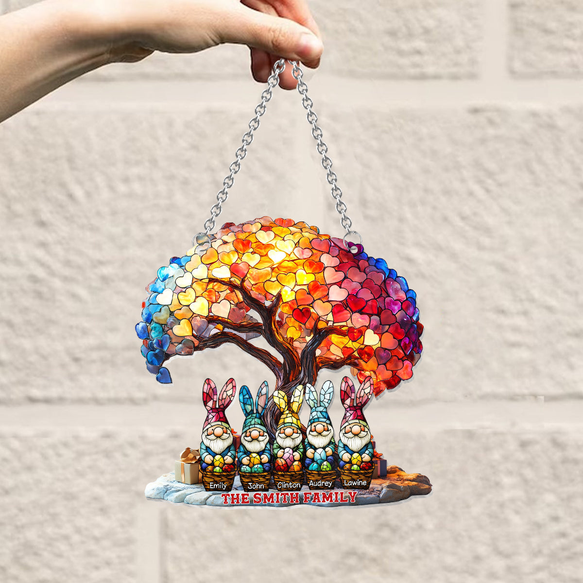 Frohe Ostern – Personalisierter Familien-Fensterhänger-Sonnenfänger 