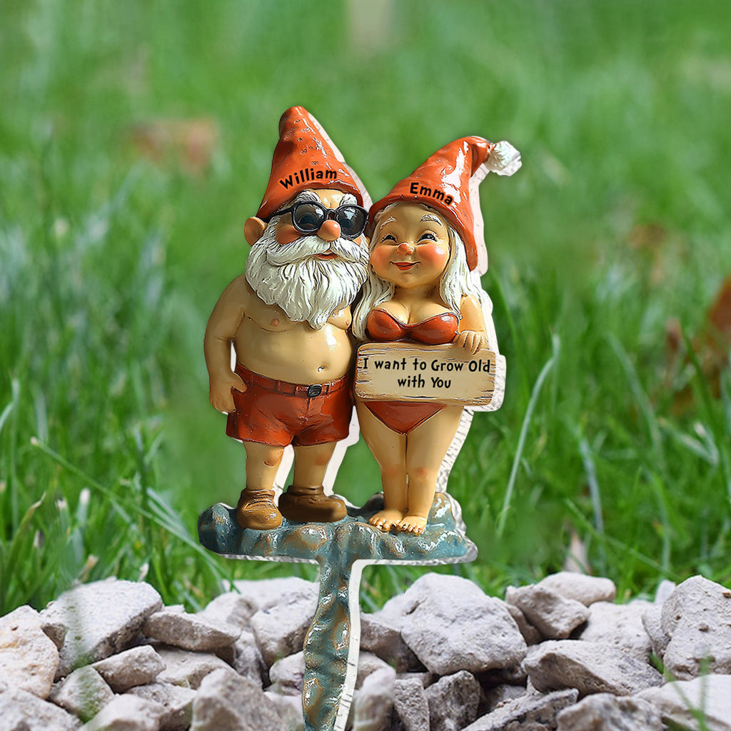 I Want To Grow Old With You - Personalized Gardening Acrylic Plaque Stake