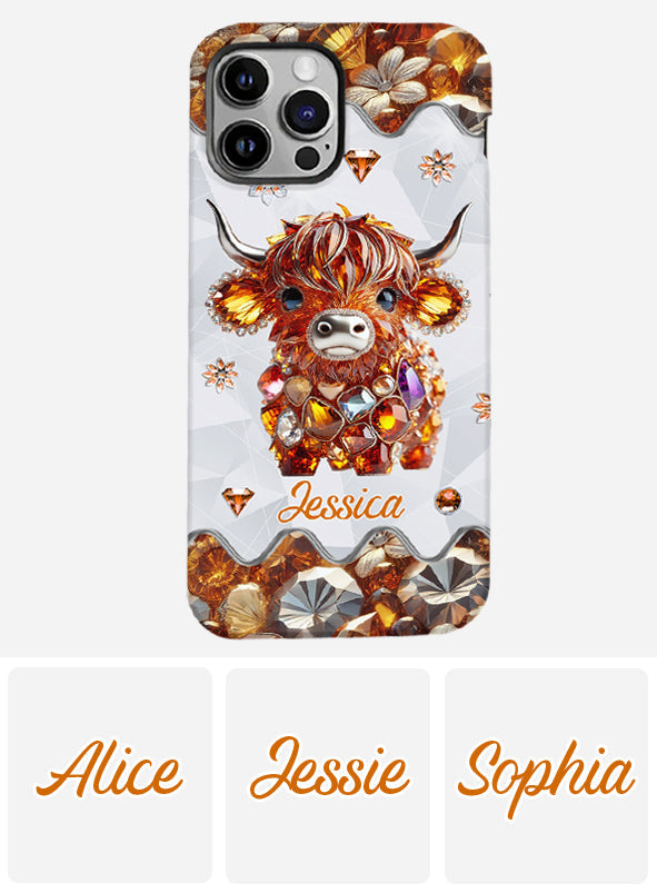 Coque de téléphone personnalisée avec impression intégrale « Juste une fille qui aime les vaches des Highlands »