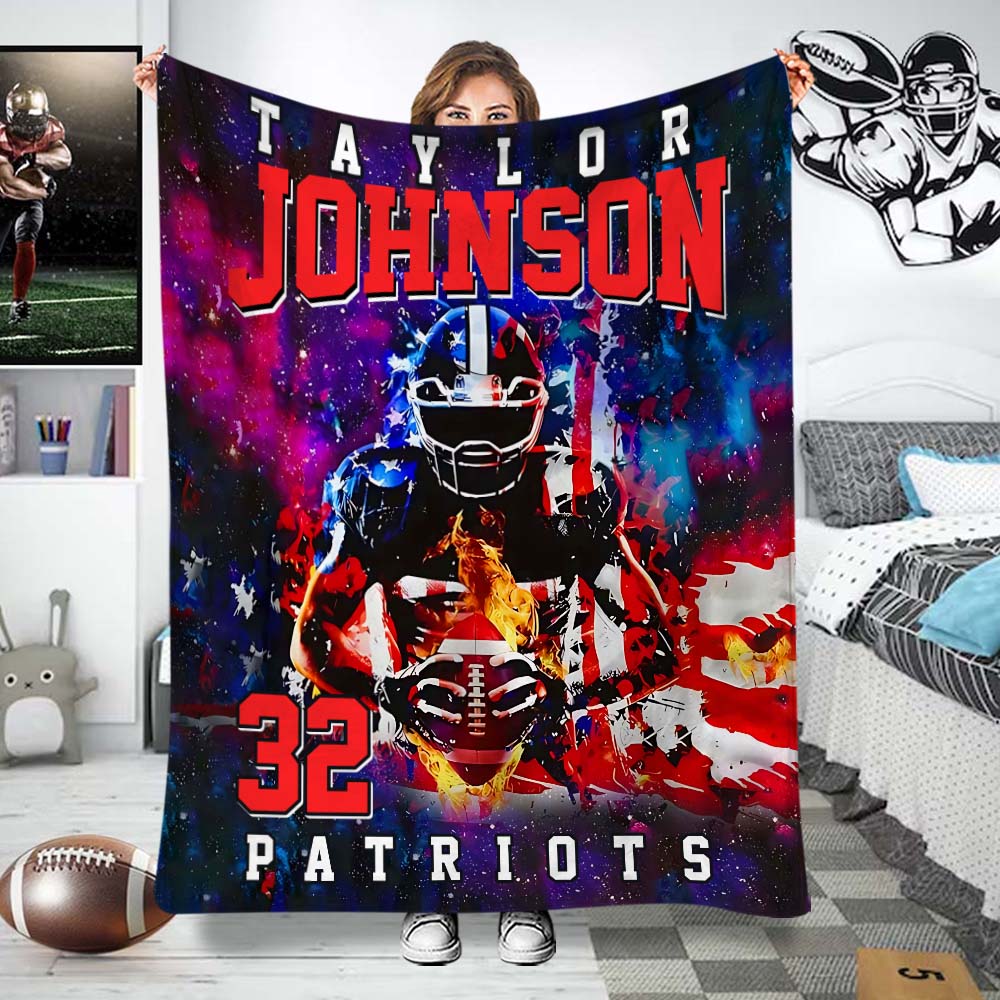 Beliebiger Name und Nummer - Personalisierte Fußballdecke