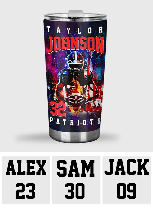 Any Name And Number - Personalized Football Tumbler