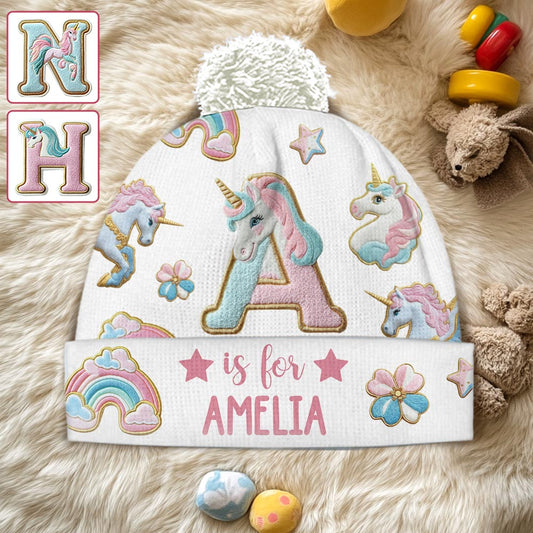 Beautiful Unicorn Alphabet - Personalized Kid Beanie Hat
