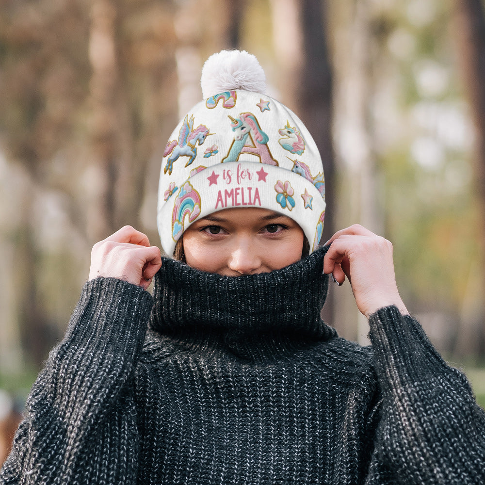 Beautiful Unicorn Alphabet - Personalized Kid Beanie Hat