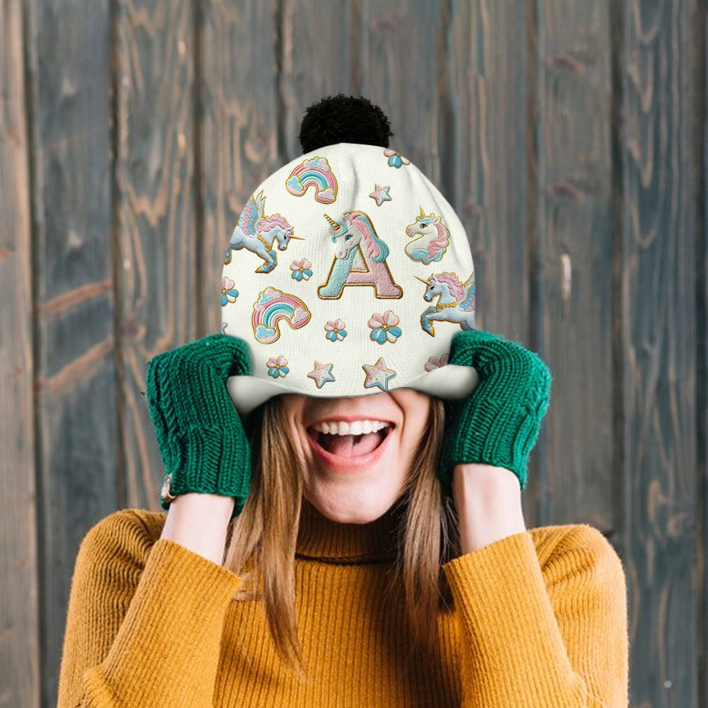 Beautiful Unicorn Alphabet - Personalized Kid Beanie Hat