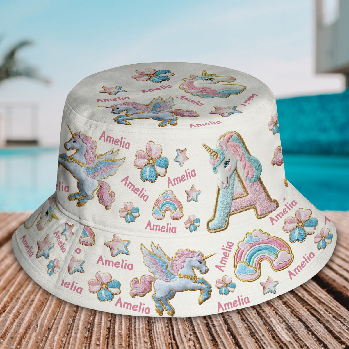 Beautiful Unicorn Alphabet - Personalized Kid Bucket Hat