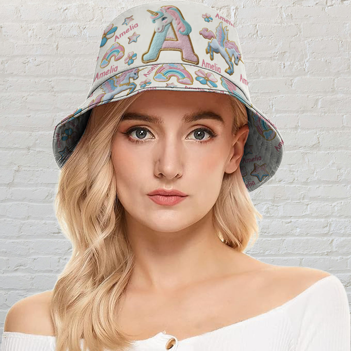 Beautiful Unicorn Alphabet - Personalized Kid Bucket Hat