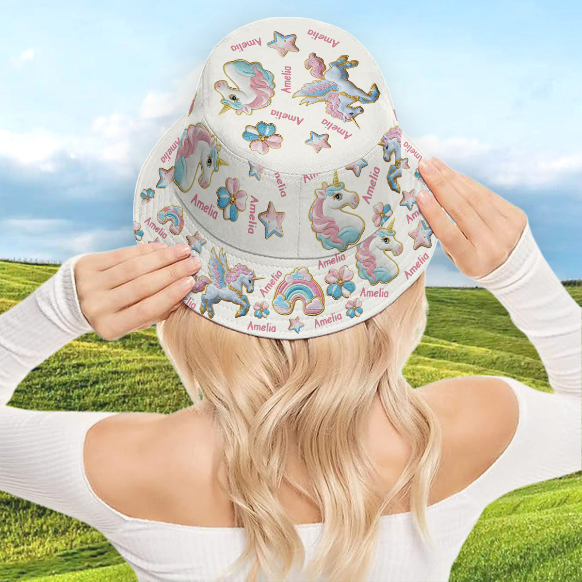 Beautiful Unicorn Alphabet - Personalized Kid Bucket Hat