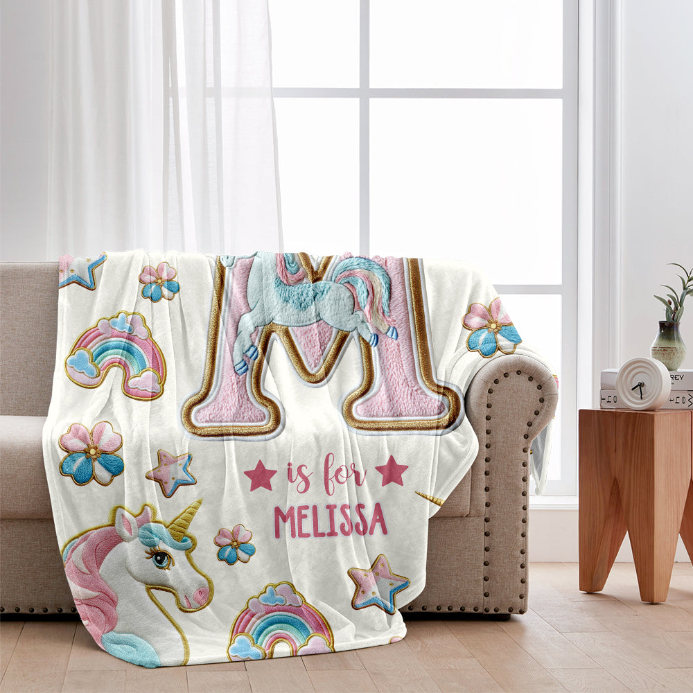Beautiful Unicorn Alphabet - Personalized Kid Blanket