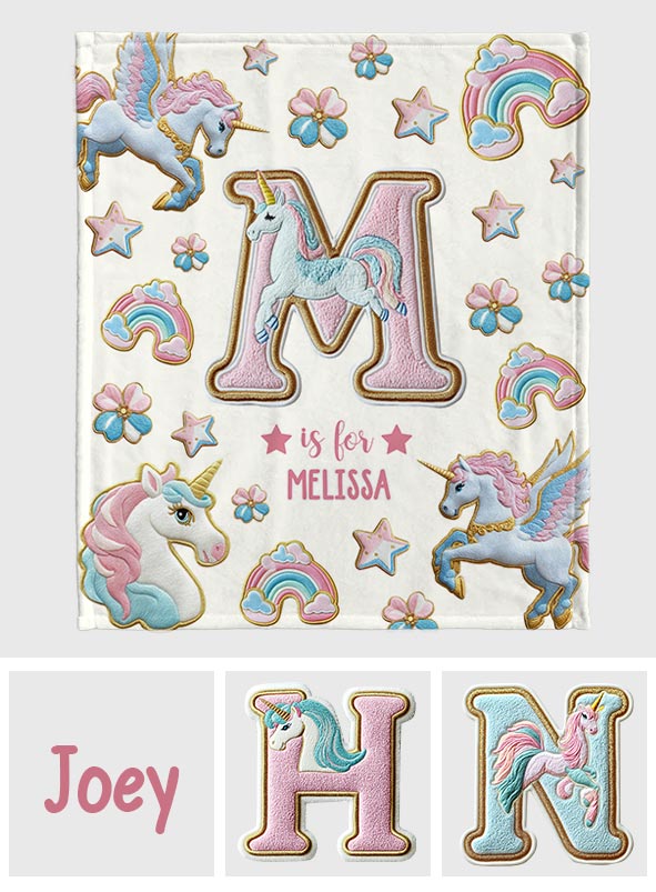 Beautiful Unicorn Alphabet - Personalized Kid Blanket