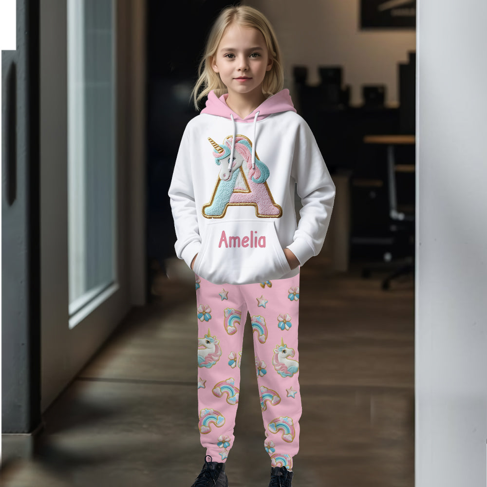 Beautiful Unicorn Alphabet - Personalized Kid Kid Hoodie & Kid Jogger Sweatpants