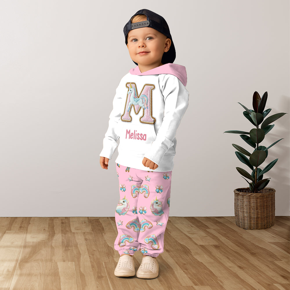 Beautiful Unicorn Alphabet - Personalized Kid Kid Hoodie & Kid Jogger Sweatpants