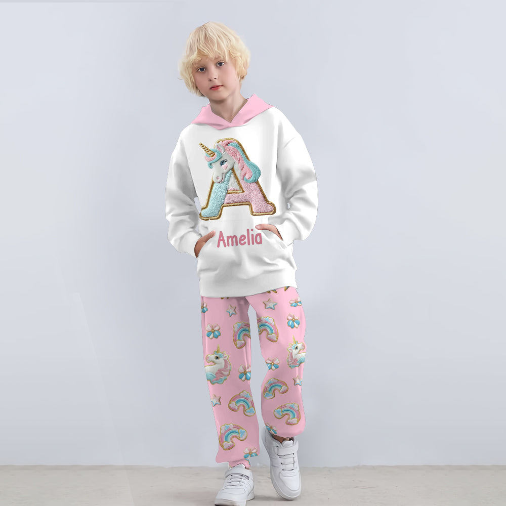 Beautiful Unicorn Alphabet - Personalized Kid Kid Hoodie & Kid Jogger Sweatpants