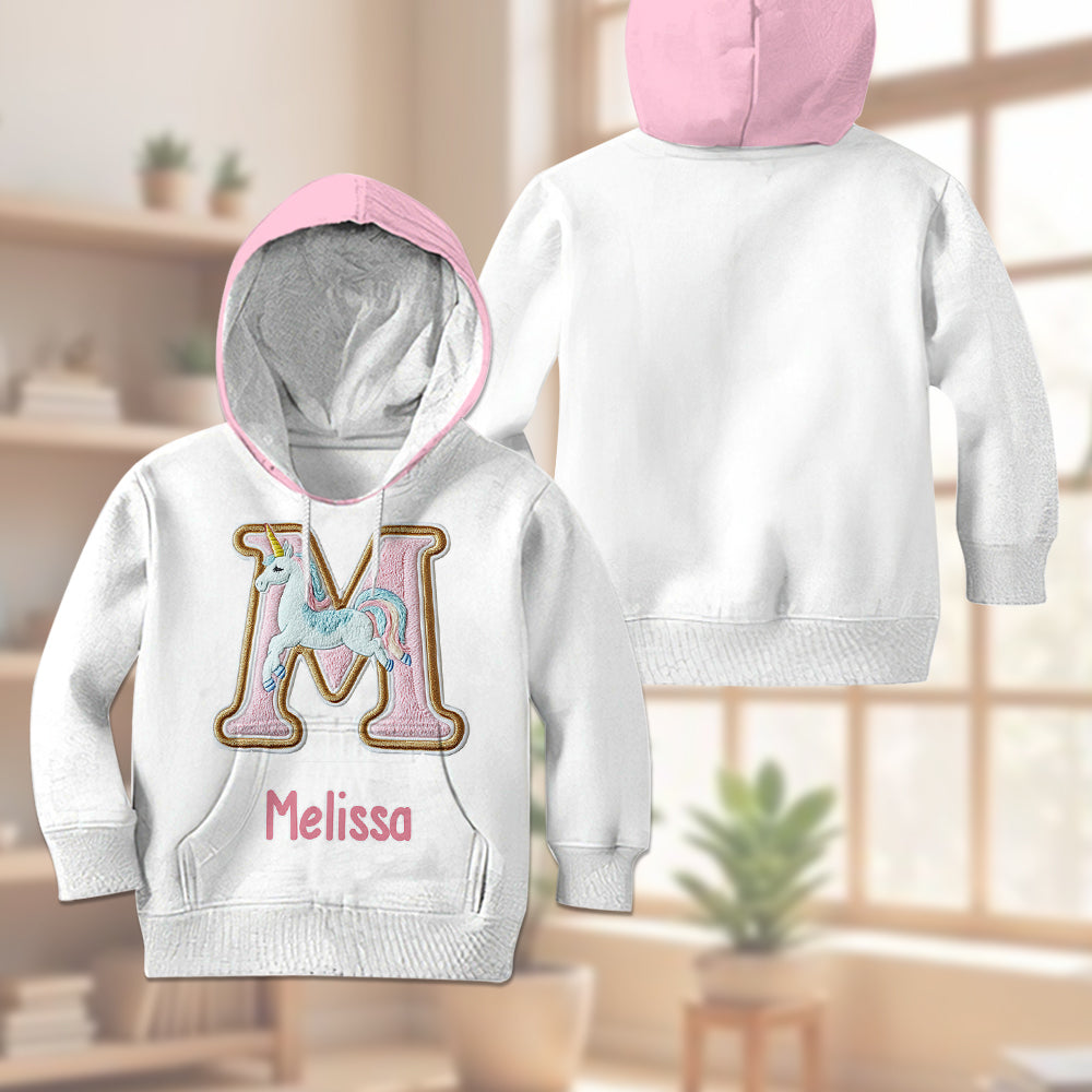 Beautiful Unicorn Alphabet - Personalized Kid Kid Hoodie & Kid Jogger Sweatpants
