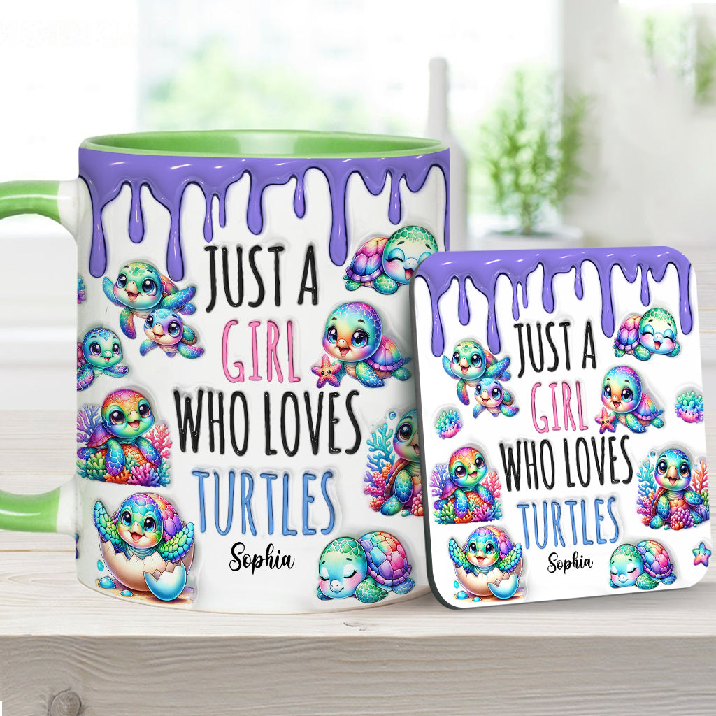Just A Girl Who Loves Turtles - Personalized Turtle Accent Mug