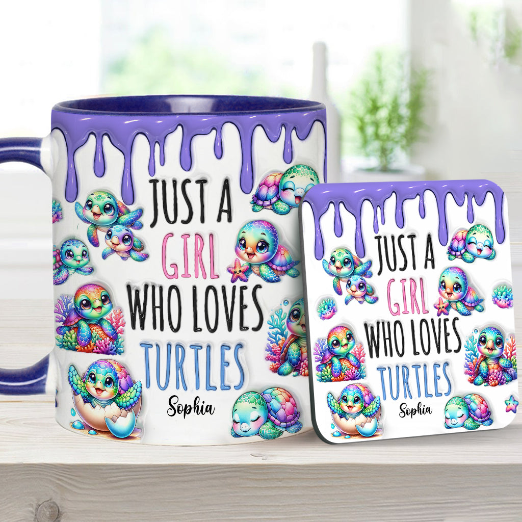 Just A Girl Who Loves Turtles - Personalized Turtle Accent Mug
