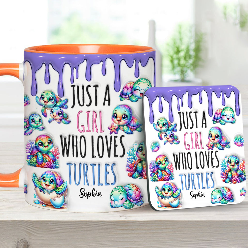 Just A Girl Who Loves Turtles - Personalized Turtle Accent Mug