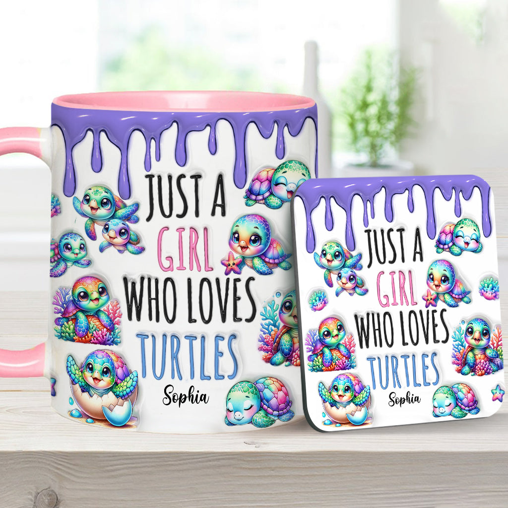 Just A Girl Who Loves Turtles - Personalized Turtle Accent Mug