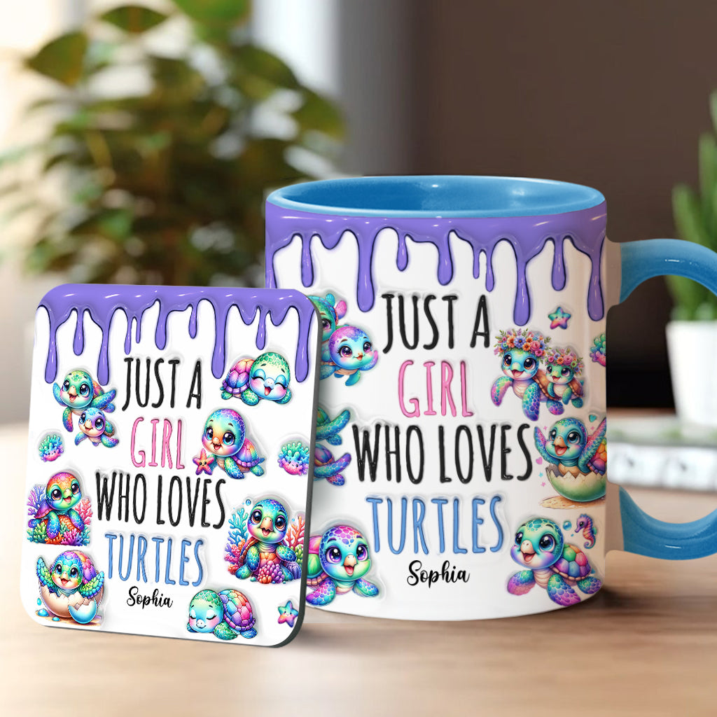 Just A Girl Who Loves Turtles - Personalized Turtle Accent Mug