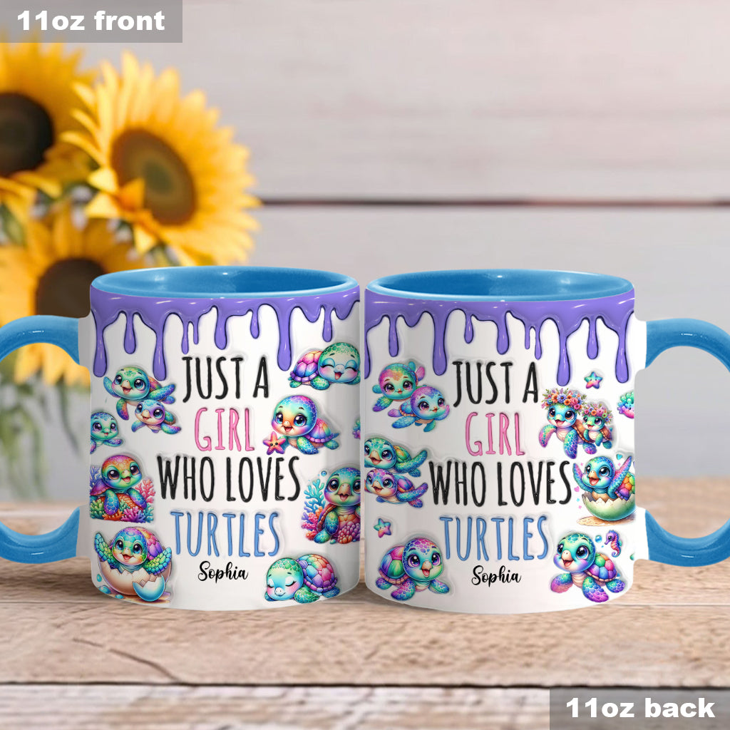 Just A Girl Who Loves Turtles - Personalized Turtle Accent Mug