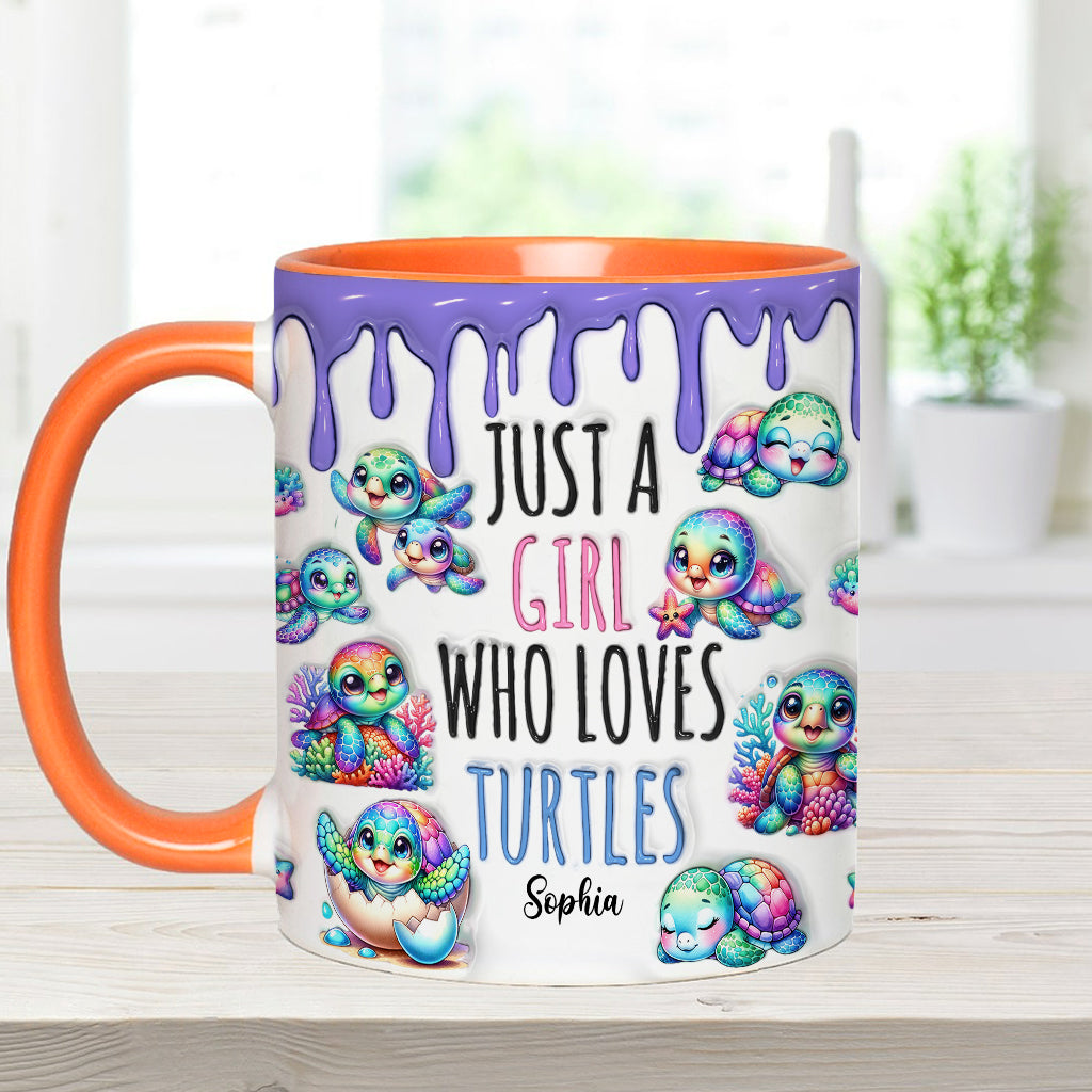 Just A Girl Who Loves Turtles - Personalized Turtle Accent Mug