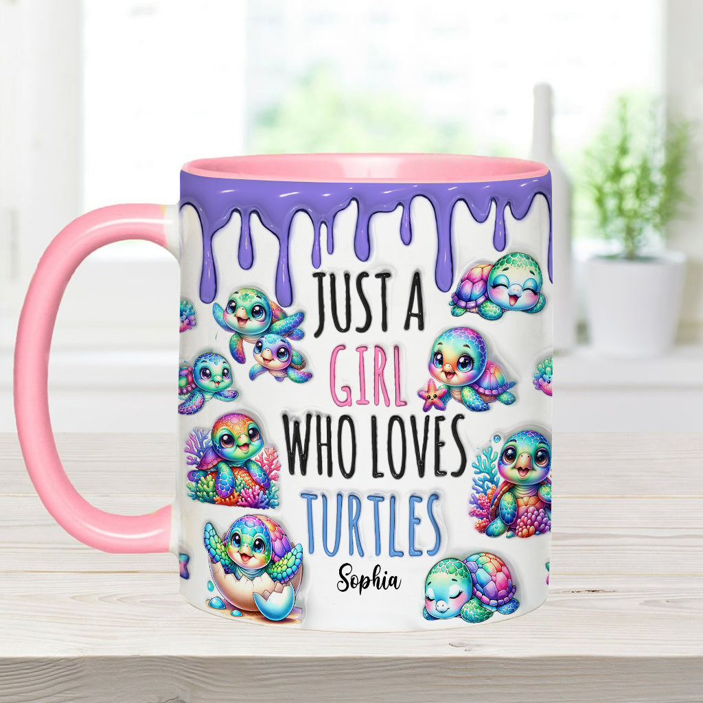 Just A Girl Who Loves Turtles - Personalized Turtle Accent Mug