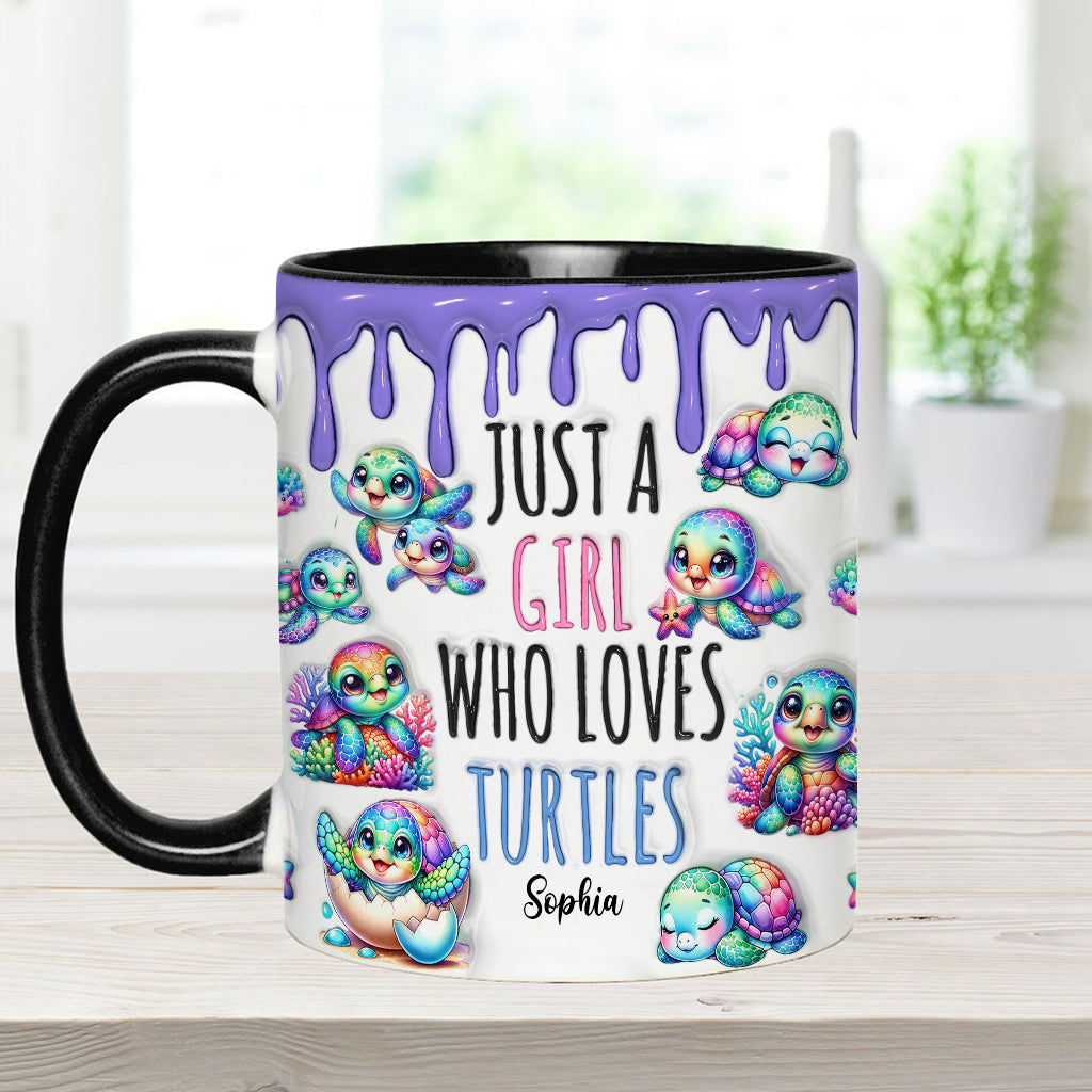 Just A Girl Who Loves Turtles - Personalized Turtle Accent Mug